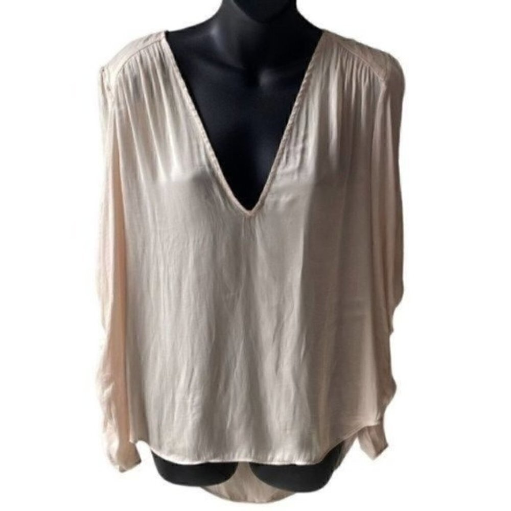 Free People Cream V-Neck Lightweight Blouse